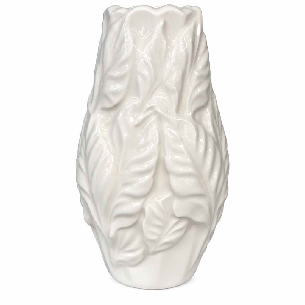 Vaso foglie bianco