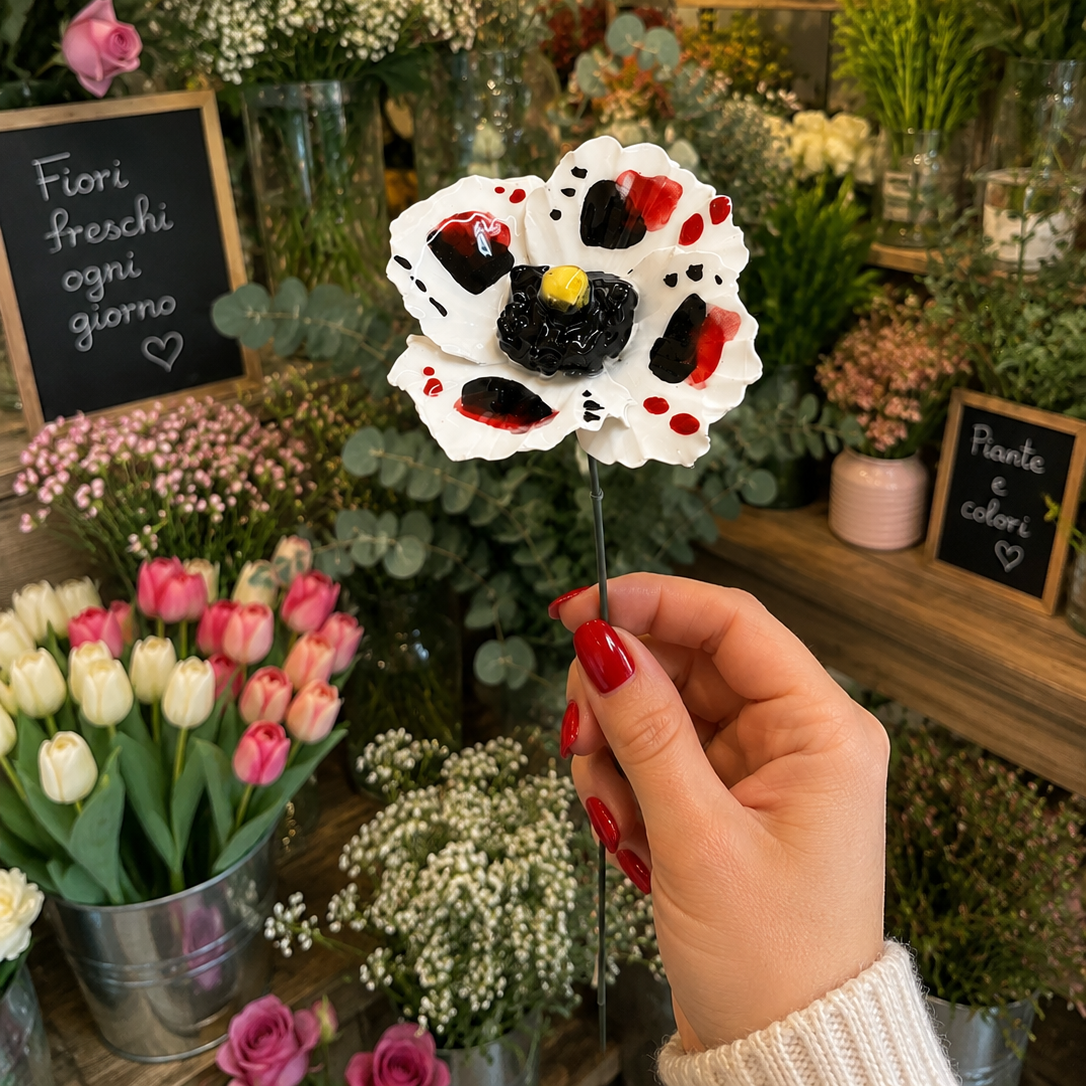 Papavero su stelo in ceramica