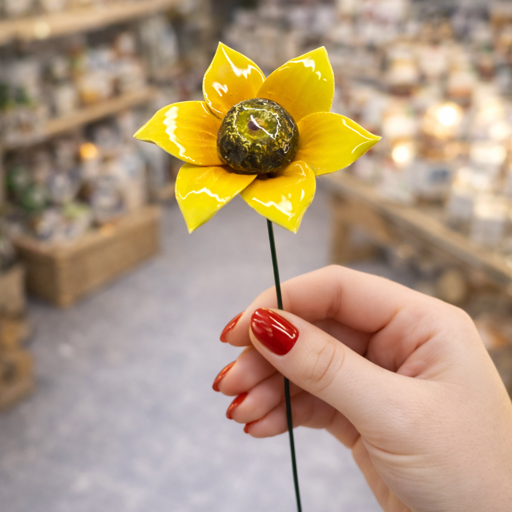 Girasole su stelo in ceramica