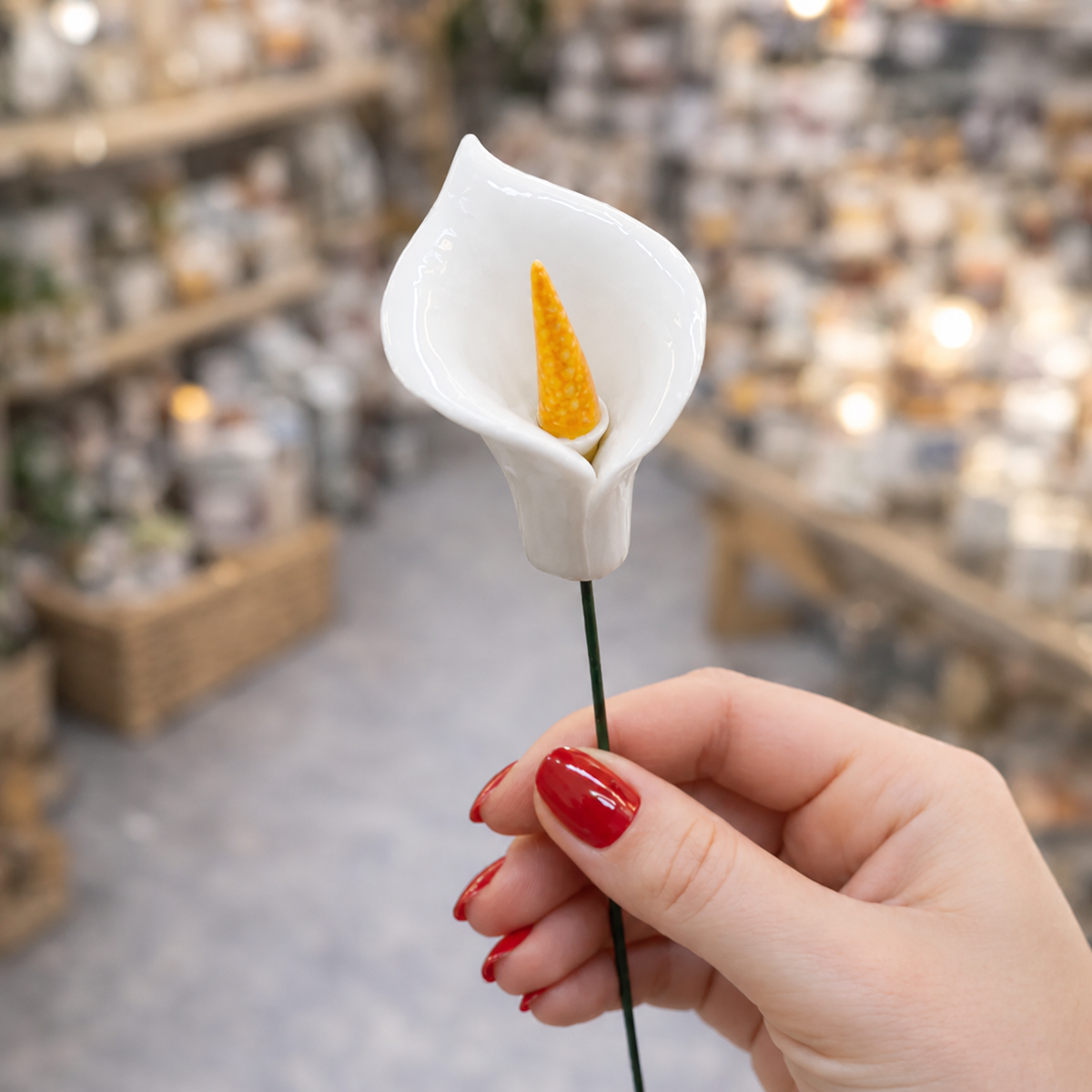 Calla su stelo in ceramica