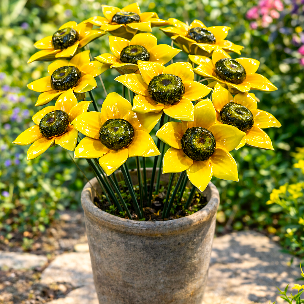 Girasole su stelo in ceramica