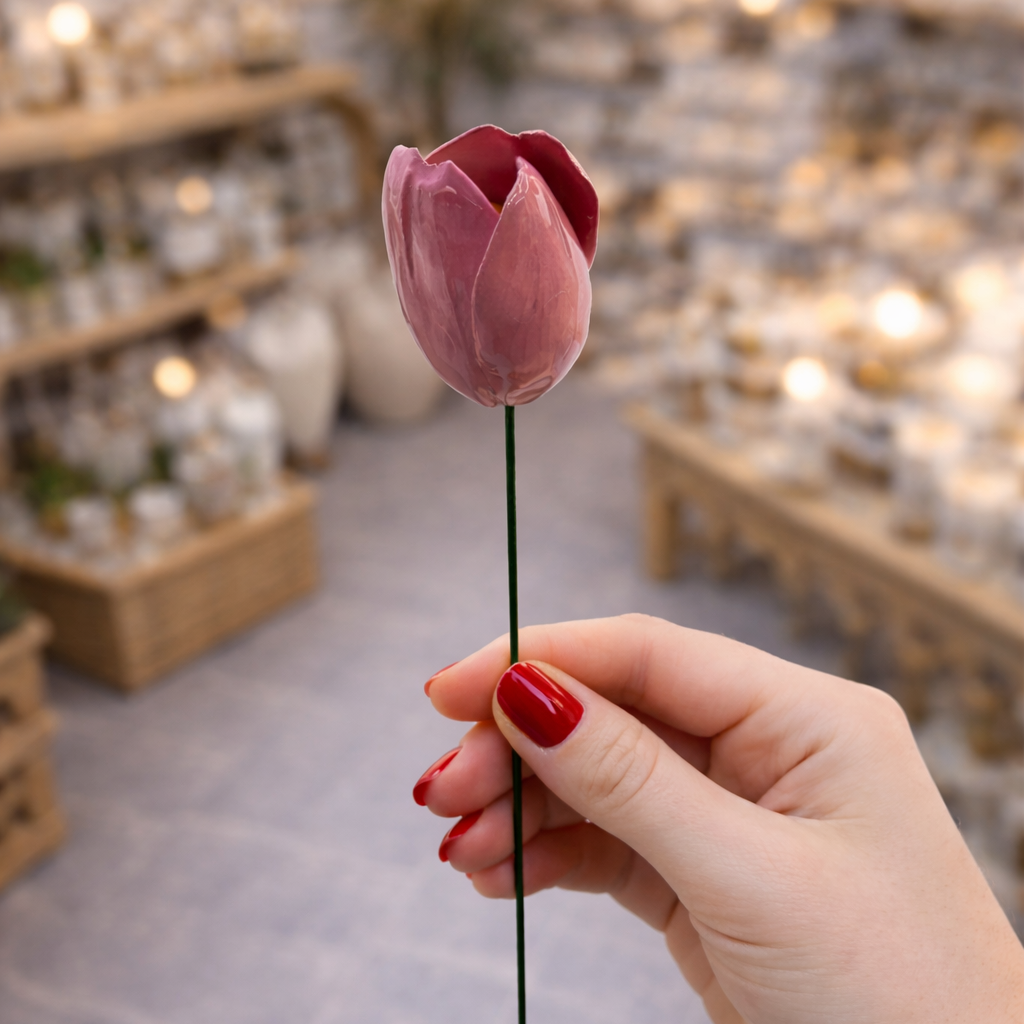 Tulipano su stelo in ceramica