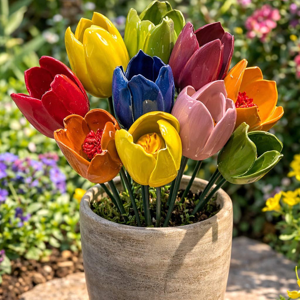 Tulipano su stelo in ceramica
